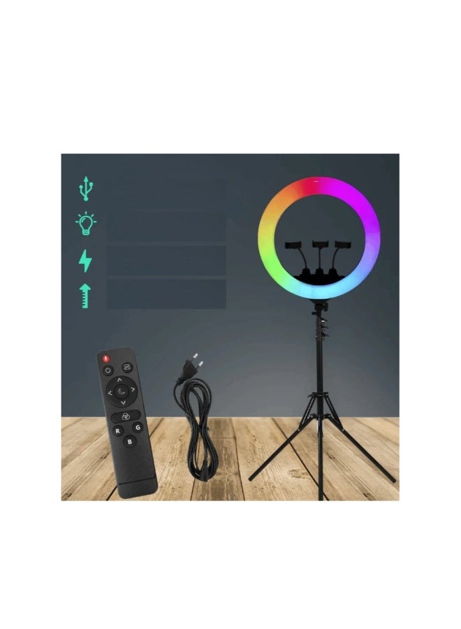 أكاليكس مصباح حلقي ناعم متعدد الألوان RGB LED مقاس 22 بوصة MJ56 - Image 2